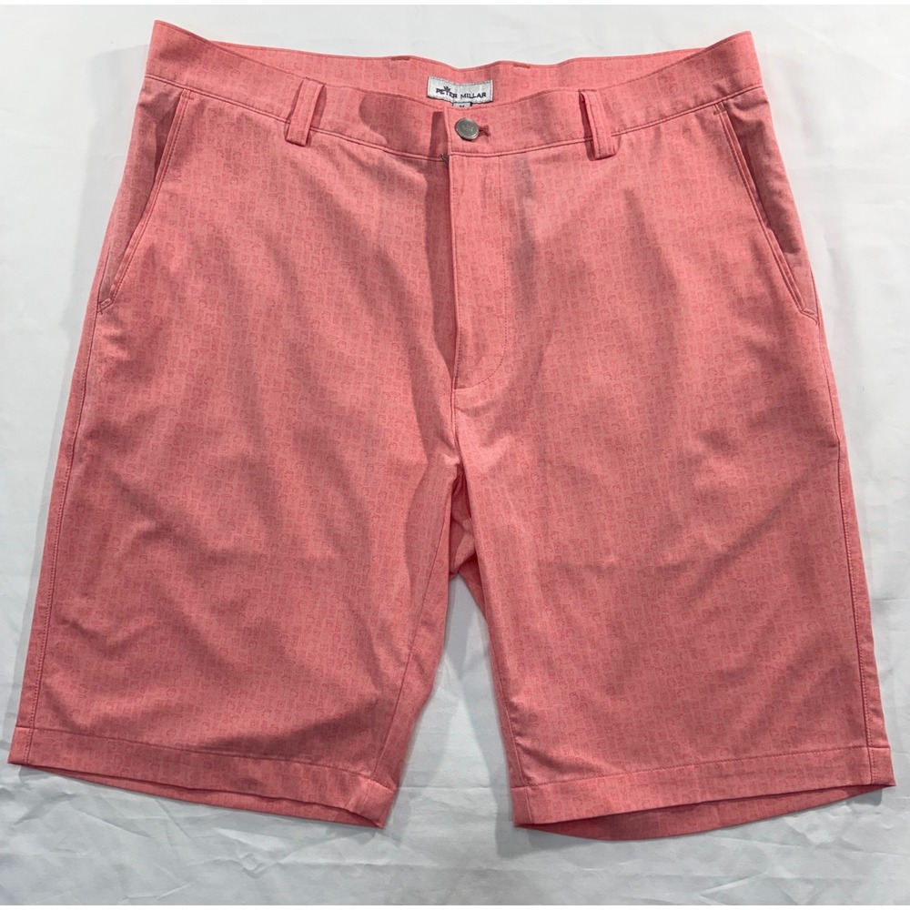 Peter Millar Crown Sport Mens 34 Pink Cocktail Print Performance Golf Shorts